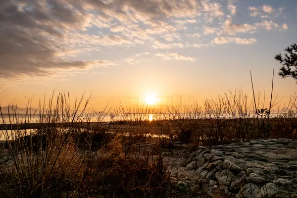 琵琶湖湖西の夜明け　和邇川河口